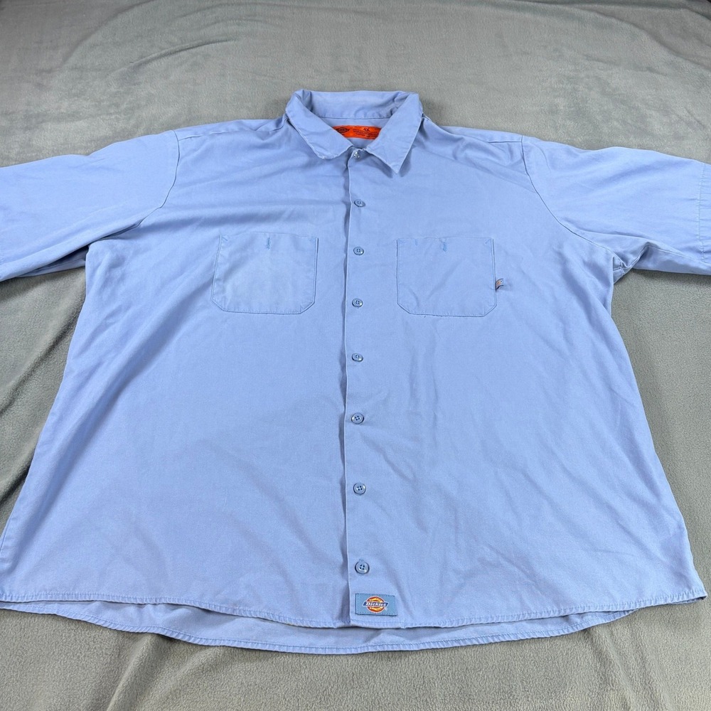 Dickies Mens 4X Light Blue Short Sleeve Button Down Work Shirt LS535LB Big Tall